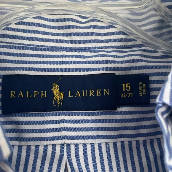 Ralph Lauren Blue and White Striped Shirt - Picture 3 of 4